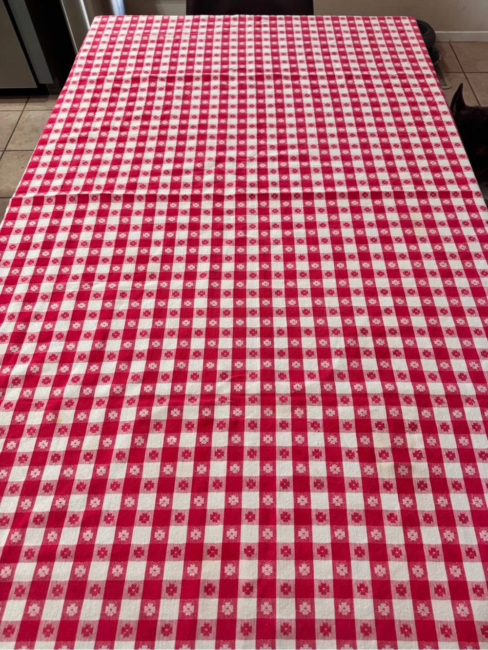 Red & White Gingham Check Tablecloth 68” x 50” Cottage Farmhouse Picnic Decor